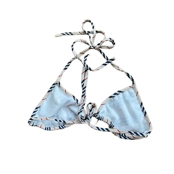 Burberry London Y2K Striped Triangle Halter Bikini Top Cream M - Picture 7 of 7